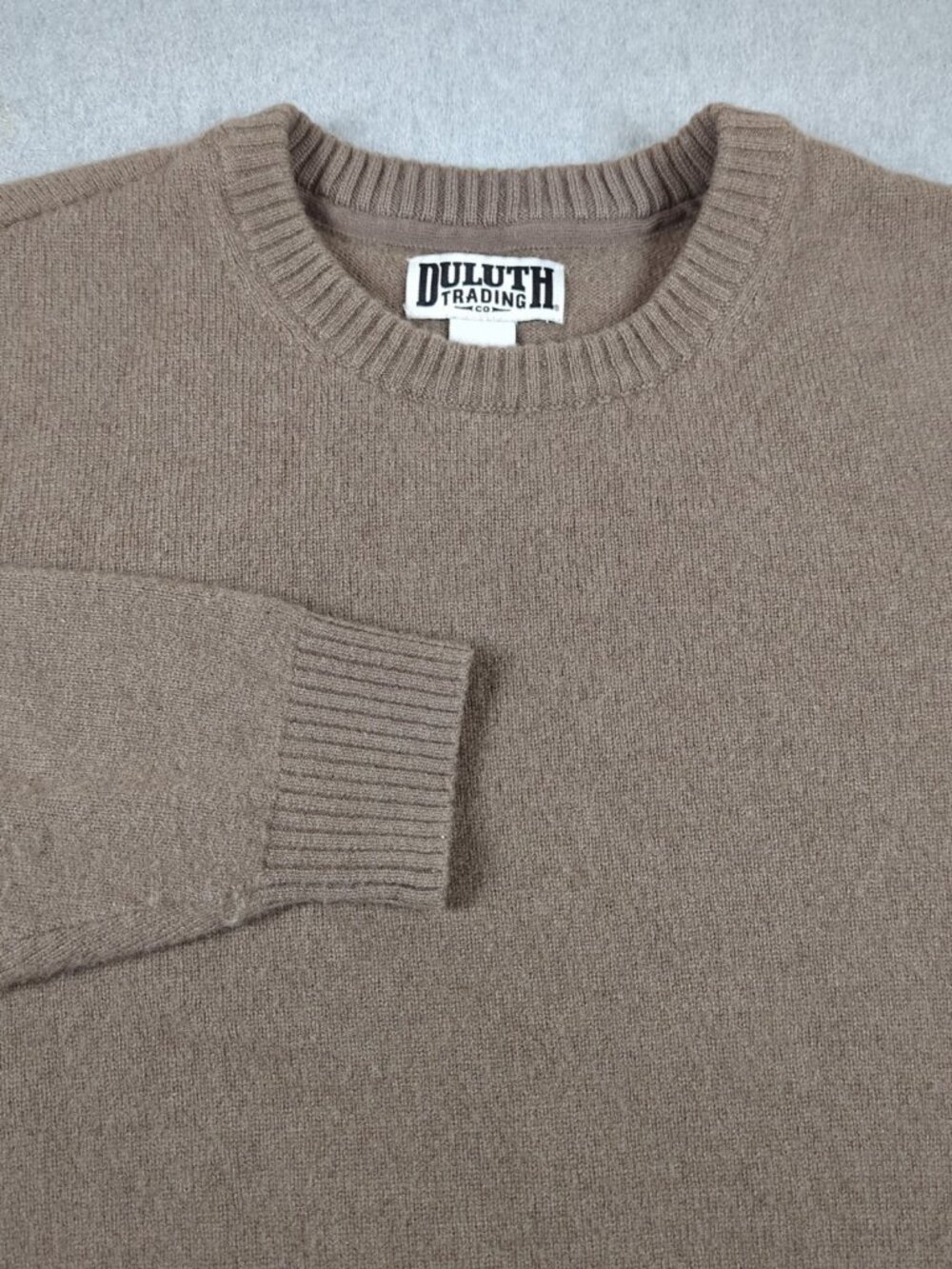 Duluth Trading Sweater Men's XLT Brown Lambswool Crew Neck Pullover